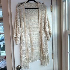 Fringe Open Front Sweater